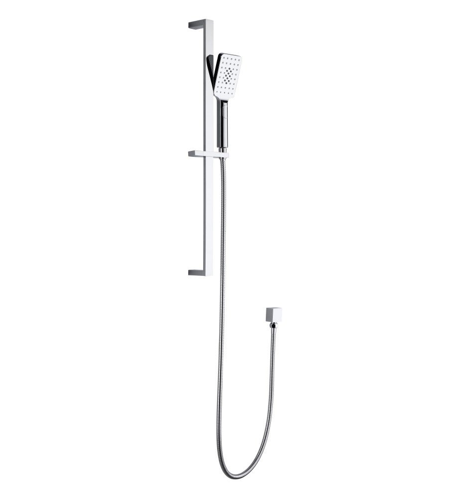 Renovation and flooring installation project in Melbourne. Chrome Shower Hand With Rail - Image 1