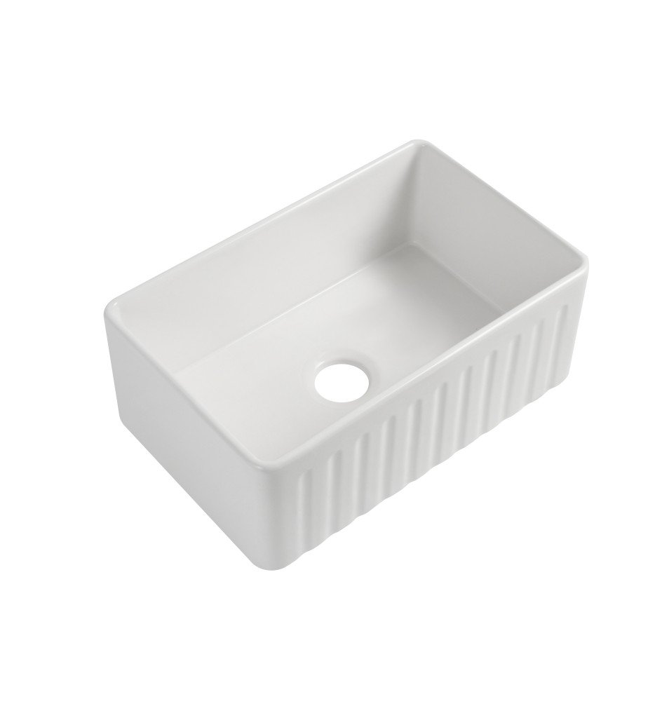 Renovation and flooring installation project in Melbourne. FARMHOUSE CERAMIC FLUTED SINGLE BOWL KITCHEN SINK - Image 1