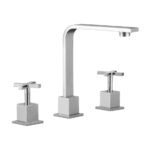 CHROME SQUARE BASIN TAP SET WITH SPOUT