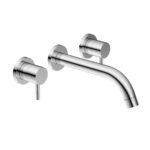 CHROME ROUND WALL TAP SET WITH SPOUT