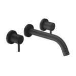 MATTE BLACK ROUND WALL TAP SET WITH SPOUT