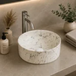 Countertop Marble Ceramic Basin | 405x405x140mm | AHF