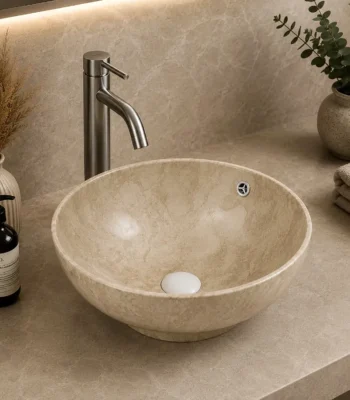 Countertop Ceramic Basin | 420x420x175mm Marble Look | AHF