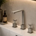 Chrome Square Basin Tap Set With Spout | Brass | AHF