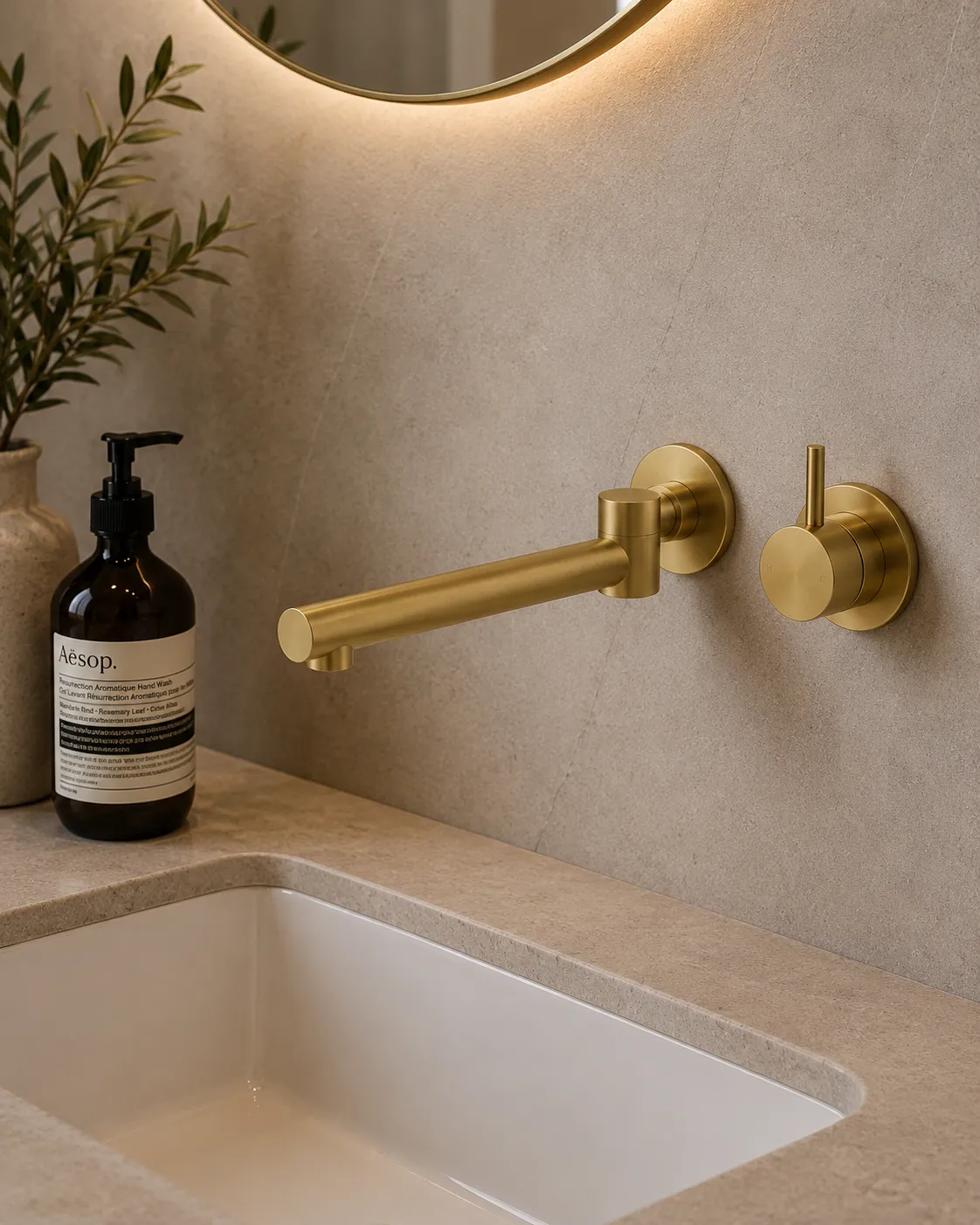 Round Bath Spout Brushed Gold Swivel | Brass | AHF - Image 1