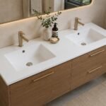 Gloss White Double Ceramic Top Vanity Top | 1500x460x180mm | AHF