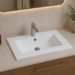 Gloss White Slimline Ceramic Top Vanity Top | 600x360x160mm | AHF