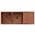 Undermount Double Bowl with drainer Brushed Copper