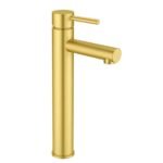 BRUSHED GOLD Round Tall Basin Mixer