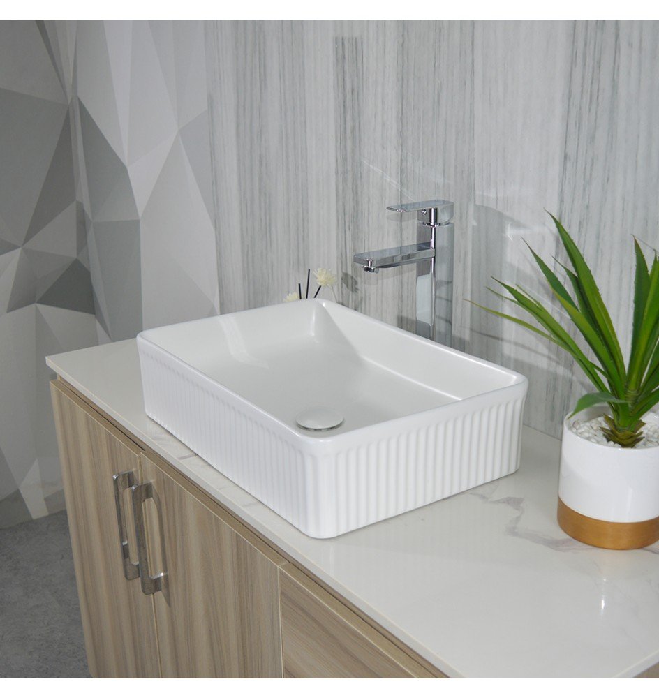 Renovation and flooring installation project in Melbourne. MATTE WHITE FLUTED BASIN - Image 1