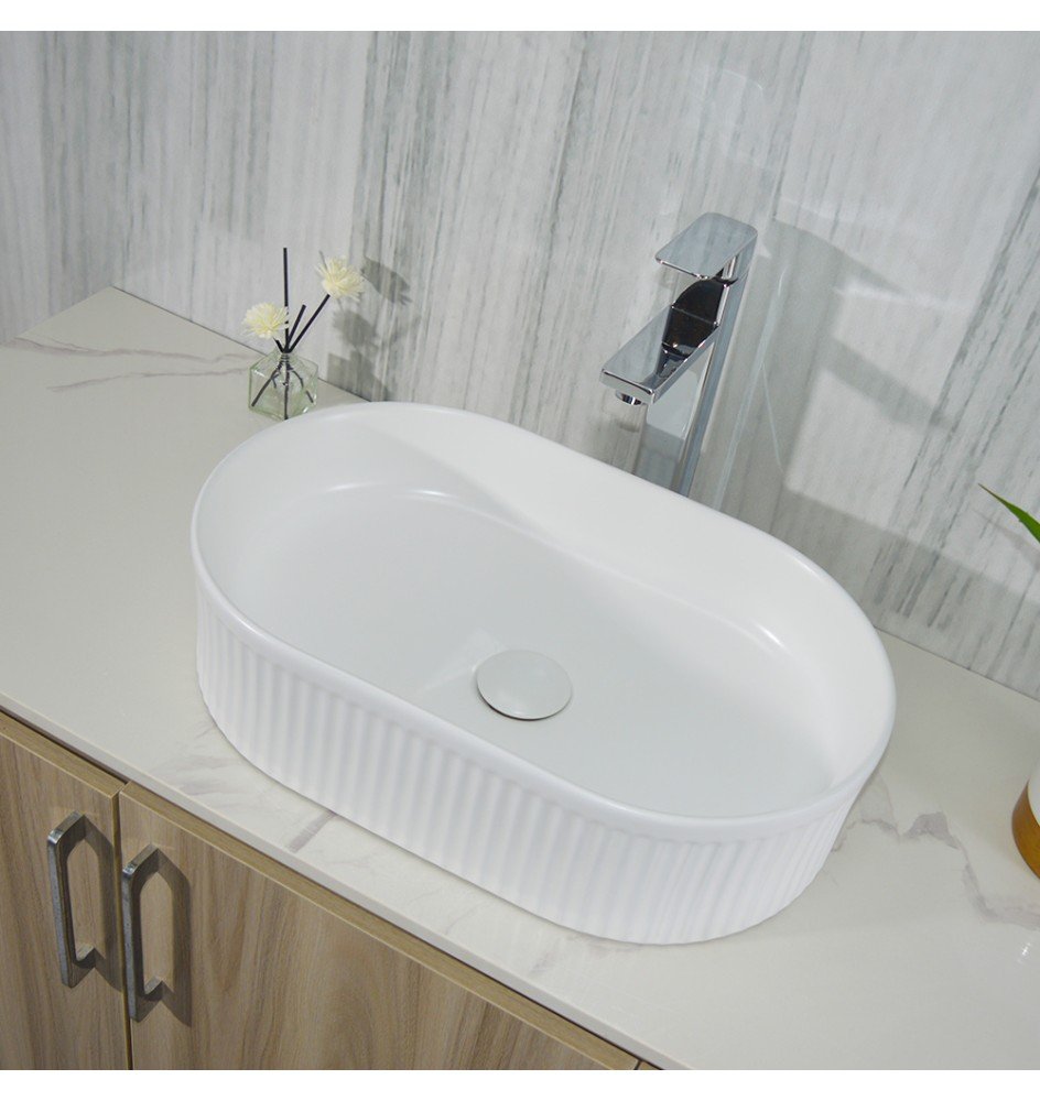Renovation and flooring installation project in Melbourne. MATTE WHITE FLUTED BASIN - Image 1