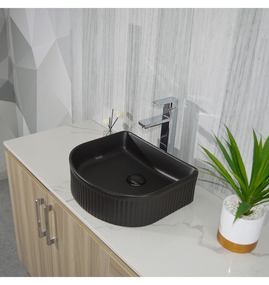 Renovation and flooring installation project in Melbourne. Matte Black Fluted Basin - Image 1