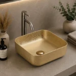 Countertop Basin With Rough Gilding | 385x385x140mm Gold Gilding | AHF