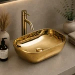 Countertop Ceramic Basin | 455x320x135mm Gloss Gold | AHF