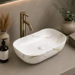 Countertop Marble Ceramic Basin | 455x320x135mm | AHF