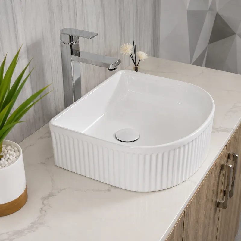 Gloss White Fluted Basin | 400x350x130mm | AHF - Image 1