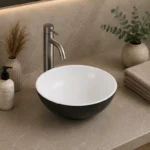 Countertop Ceramic Basin Gloss White, Matte Black | 285x285x115mm | AHF