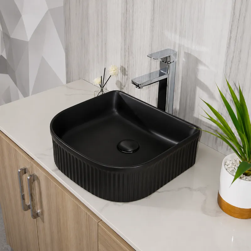 Matte Black Fluted Basin | 400x350x130mm | AHF - Image 1