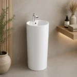 Gloss White Freestanding Ceramic Basin | 460x460x830mm | AHF