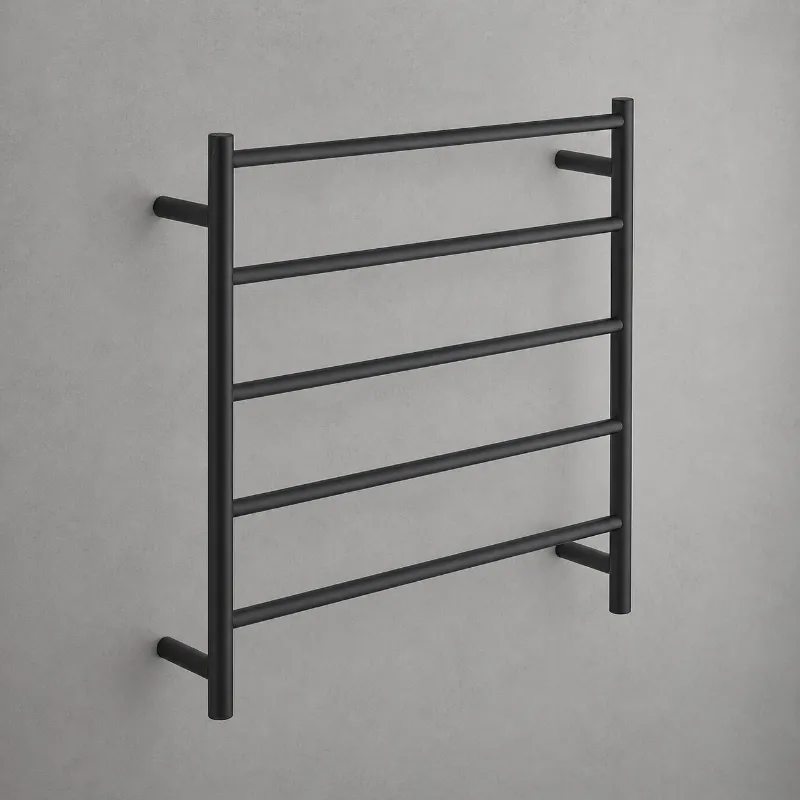 Ladder Towel Rail Round Matte Black | 680x600x150mm | AHF - Image 1