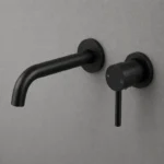 Matte Black Round Wall Mixer With Spout | 304 Stainless Steel | AHF