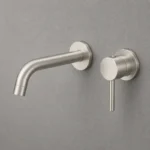Brushed Nickel Round Wall Mixer With Spout | 304 Stainless Steel | AHF