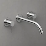 Chrome Round Wall Tap Set With Spout | Brass | AHF