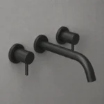 Matte Black Round Wall Tap Set With Spout | Brass | AHF