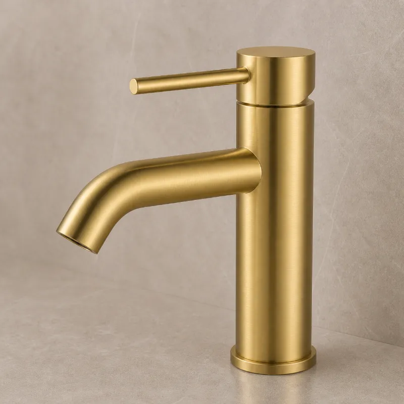 Brushed Gold Basin Mixer Round | 304 Stainless Steel | AHF - Image 1