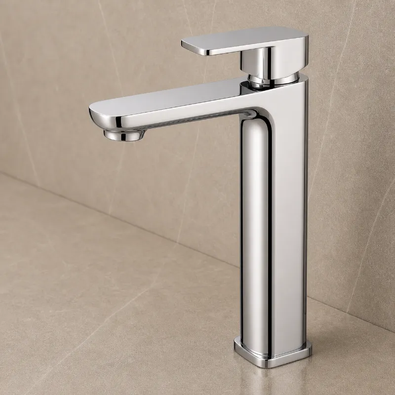Brushed Nickel Tall Basin Mixer | Brass | AHF - Image 1