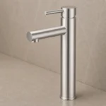Brushed Nickel Round Tall Basin Mixer | Brass | AHF