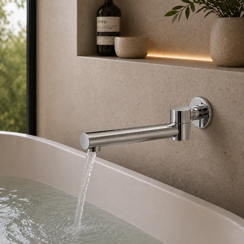 Round Bath Spout Chrome Swivel | Brass | AHF - Image 1