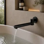 Round Bath Spout Matte Black Swivel | Brass | AHF