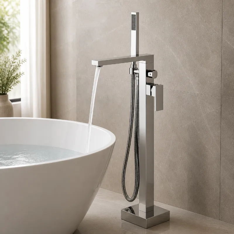 Hd4241lbn Brushed Nickel Freestanding Bath Mixer | Brass | AHF - Image 1