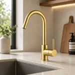 Brushed Gold Round Sink Mixer | 304 Stainless Steel | AHF