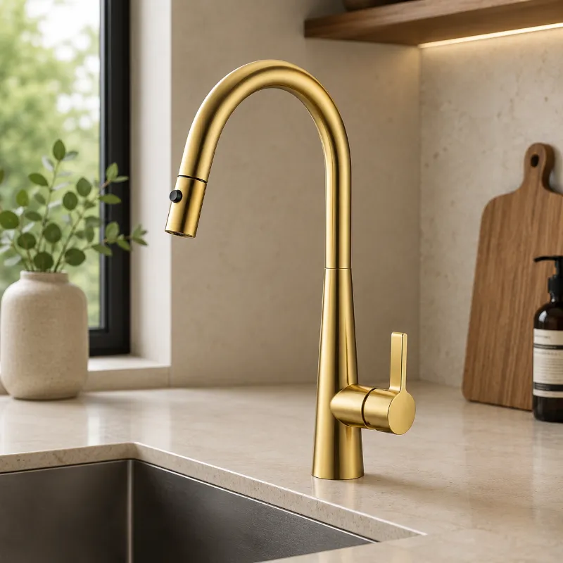 Brushed Gold Kitchen Mixer Pull Out | Brass | AHF - Image 1