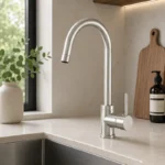 Brushed Nickel Round Sink Mixer | 304 Stainless Steel | AHF