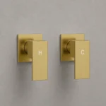 Brushed Gold Square Shower Tap Set | Brass | AHF