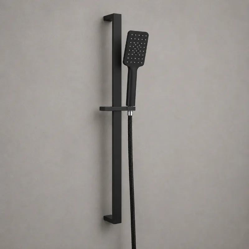 Matte Black Shower Hand With Rail | Brass | AHF - Image 1