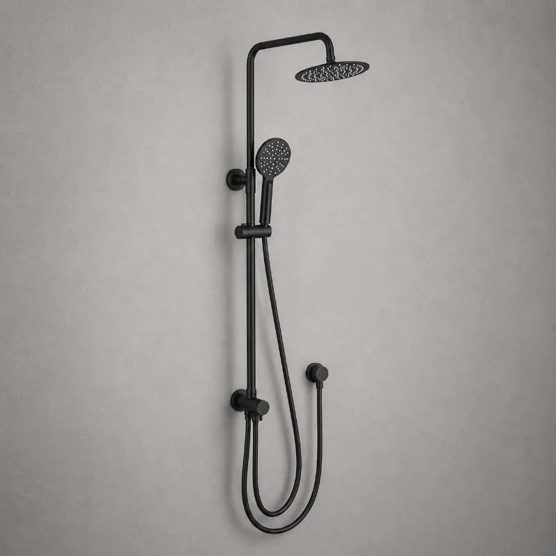 Bottom Inlet Shower Set ROSE Series | Matte Black Brass | AHF - Image 1