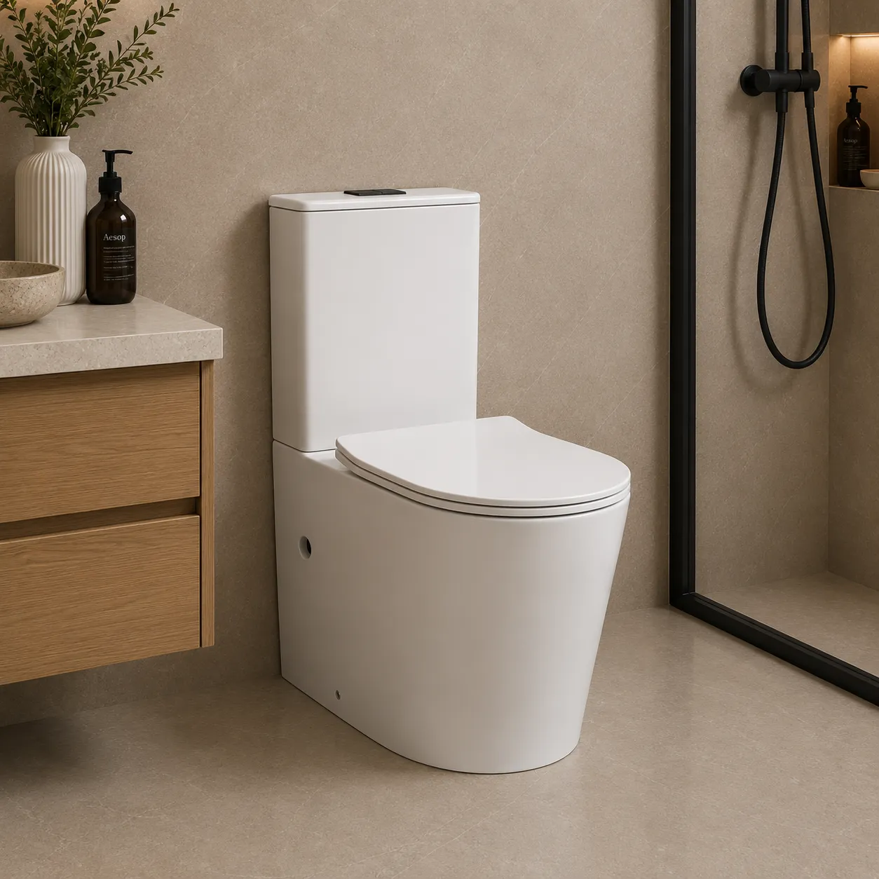 Tornado, Rimless Nano Glaze Two Piece Toilet | 660x370x855mm | AHF - Image 1
