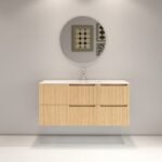 LASA-1200NO Wall Hung vanity FLUTED NATURAL OAK