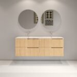 LASA-1800NO Wall Hung vanity FLUTED NATURAL OAK