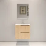 LASA-600NO Wall Hung vanity FLUTED NATURAL OAK