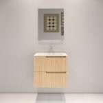 LASA-600NO Wall Hung vanity FLUTED NATURAL OAK