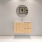 LASA-750NO Wall Hung vanity FLUTED NATURAL OAK