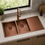 Undermount Double Bowl Drainer Brushed Copper Sink | 1200x450x200mm | AHF